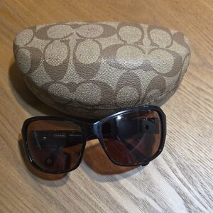 Coach Women's Black Frame Sunglasses with Brown Gradient Lenses